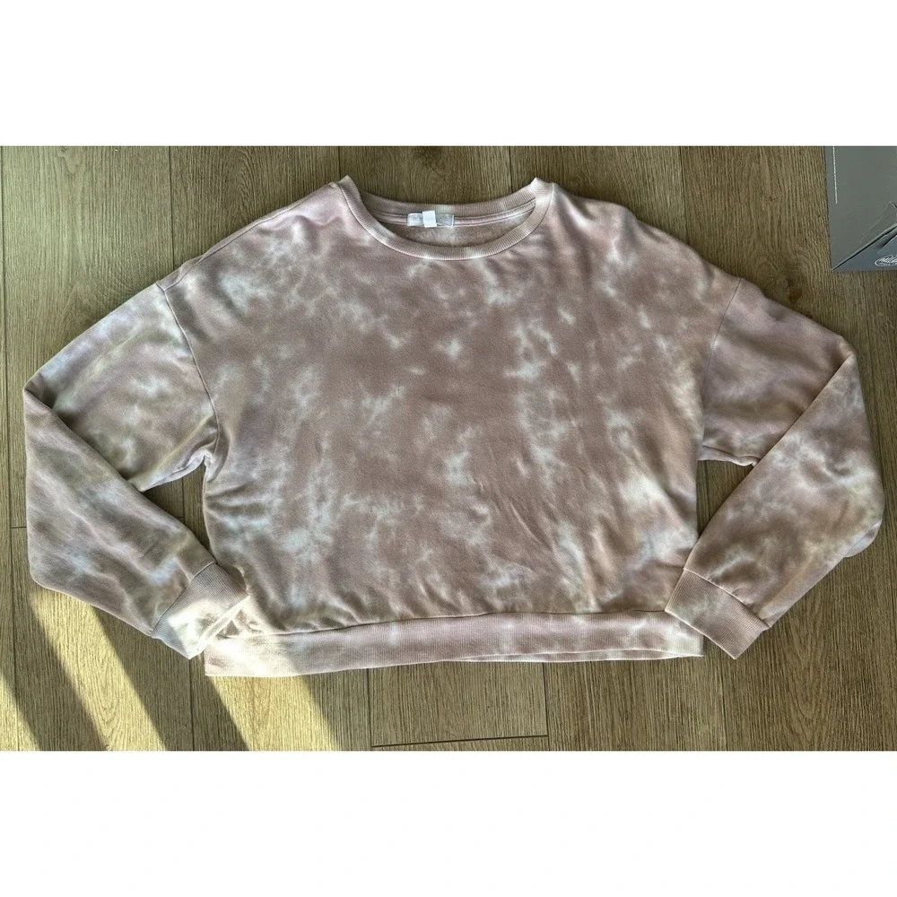 Beyond Yoga Pink Tie Dye Cozy Fleece Sweatshirt Crewneck Size L - Picture 2 of 6
